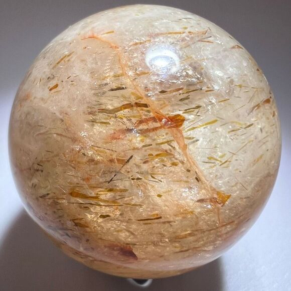 Golden Rutilated Quartz Marble Sphere (#9) - Picture 3 of 10